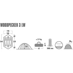 Trekkingzelt High Peak Woodpecker 3 LW -Geschäft Für Campingausrüstung high peak woodpecker 3 lw groessenangaben masse 1000 9 22789