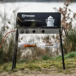 Petromax Gastisch GE90-s Mit 2 Brenner, 50 Mbar -Geschäft Für Campingausrüstung outdoor kochstelle petromax schwarzer gastisch ge90s arbeitsflaeche 2 mal 45 auf 45cm 1000 4 25963