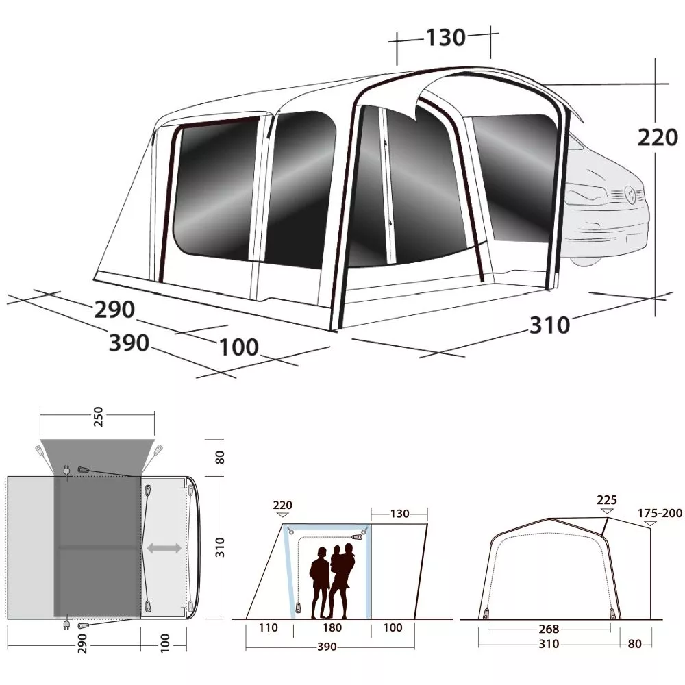 Aufblasbares Busvorzelt Outwell Jonesville 290SA Flex 2 Aufblasbares Busvorzelt Outwell Jonesville 290SA Flex – Bild 2