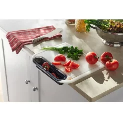 Weber Cut & Catch Schneidebrett Mit Auffangbehälter -Geschäft Für Campingausrüstung seitentisch erweiterung weber cut and catch schneidebrett schneidebrettchen grillzubehoer 1000 2 22153