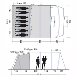 Aufblasbares Familienzelt Outwell Tennessee 7 Air -Geschäft Für Campingausrüstung skizze 2 outwell tennessee 7 air campingzelt familienzelt sieben personen 1000 2 27456