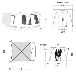 Outwell Pine Hills Busvorzelt -Geschäft Für Campingausrüstung skizze masse groesse outwell pine hills buszelt 1000 1 28407