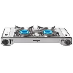 Tisch-Gasgrill Brunner Devil Double Grill -Geschäft Für Campingausrüstung tragbarer doppel flammiger camping gasgrill brunner devil double grill 1000 2 18819