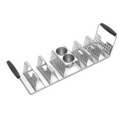 Weber Taco-Halter -Geschäft Für Campingausrüstung weber taco halter aus edelstahl zwei integrierte dipschalen silikongriffe zubehoer 1000 2 28135